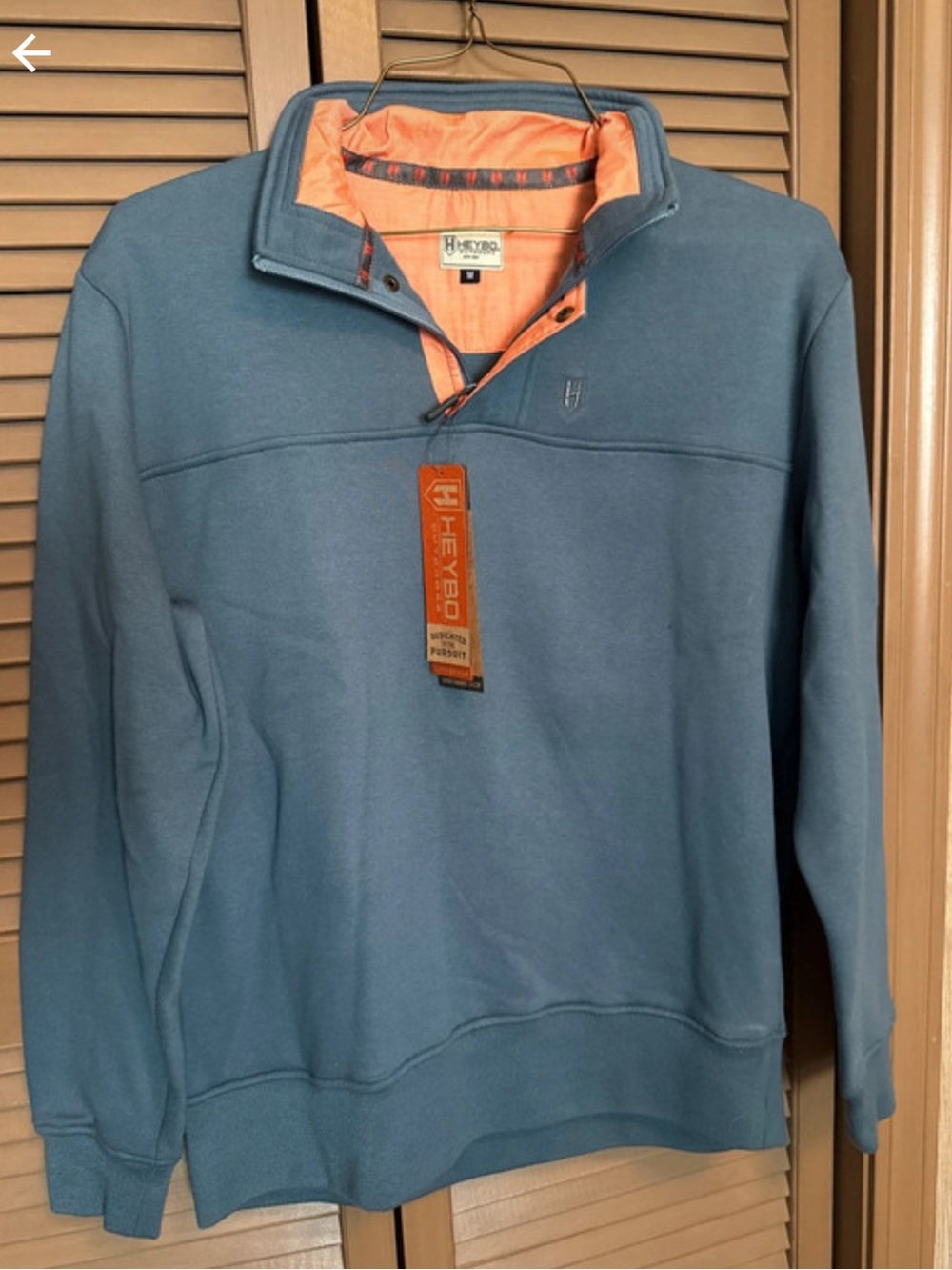 Heybo Men's Sportsman 1/4 Zip Pullover Sweater - Slate Blue with Coral Trim